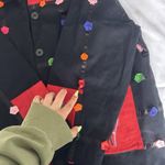 Earth Sea & Sky Jacket Roses Flowers Floral Black Patchwork Buttons Womens XL Photo 1