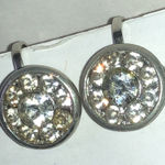 Silver Tone Vintage Rhinestone Crystal Stud Screw Back Earrings Photo 0