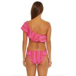 Trina Turk Marai Swimsuit Set One Shoulder Ruffle Pink Striped Padded US 10 NWT Photo 1
