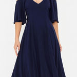 Alya Navy Blue Embroidered Off Shoulder Dress Size S Photo 0