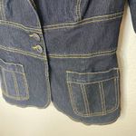 Bisou Bisou  Y2K Denim Blazer Style Jacket Size Medium Dark Wash Photo 2