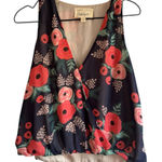 Rifle Paper + Paper Crown Flower Top‎ Sleeveless Small Blouse Blue Photo 0