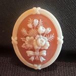 Avon Peach floral Avon Cameo Brooch Orange Photo 0