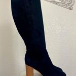 90s Style Black Faux Suede Block Heel Slouchy Round Toe Boots EU 41 US 10.5 Photo 5