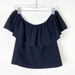 Moa Moa Vintage y2k  Black Crepe Off the Shoulder Blouse Top Size M Photo 1