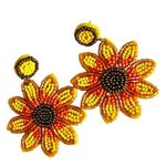 Yellow Orange Bronze Beaded Flower Bohemian Drop earrings Photo 0