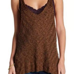 Free People  Chevron Sweater Tank‎ Size M Brown Knit Cotton Relaxed Slouchy Boho Photo 0