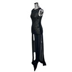 Sheer Black Mesh Maxi Dress Women’s XS Gothic Grunge Witchy Edgy Biker Photo 2