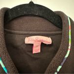Lilly Pulitzer  Printed Trim Full Zip Fleece Jacket Womens Medium Black Photo 3