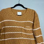 Pink Rose  Striped Pocket Sweater Size L Boxy Relaxed Knit Crewneck Mustard Photo 3