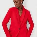 Ann Taylor NWT  Petite Notched One Button Blazer Red Size 0P Photo 0