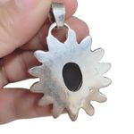Sterling Silver 925  Heavy Gemstone Statement Heavy Thick Pendant Photo 3