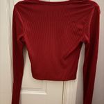 Red Long Sleeve Crop Top Photo 1