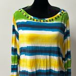 Ruby Rd  Stripe Geometric long Sleeve Adjustable Ruching Side seam multicolor 1X Photo 1