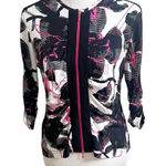 Joseph Ribkoff  Vintage 80’s Zip Up Top Size 10 Stretchy Retro Pink Neon Black Photo 0