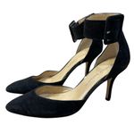 Audrey Brooke Hylda Black Size 6 Suede Pump Heel Ankle Buckle Strap Photo 2