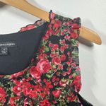 Chris McLaughlin Dress Women Black Red Rose Floral Dark Romantic Ruffle Pocket Size 4 Photo 6