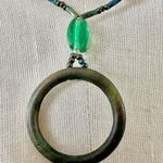 Green open circle beaded pendant necklace Photo 3