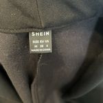 SheIn sz6 NWOT black edgy faux leather raw hem open front shawl collared jacket Photo 2