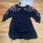 ZARA  Black Floral Embroidered Sleeve Peasant Dress Size Small Photo 6
