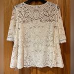 Alexis  Ivory Lace Fringe Chain Embellished Lined Swing‎ Blouse Top Size Small Photo 9