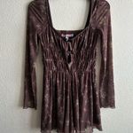 Urban Outfitters Diana Ruched Cut-Out Playsuit Floral Long Sleeve Romper M Photo 9