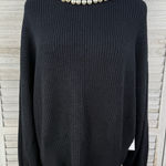 Eloquii Women's Pearl Neckline Sweater Black-14/16 Photo 0