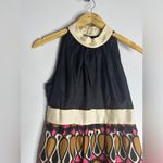 milly of New York 0 Silk Retro Mock‎ Neck Pink Dress CP Black Photo 2