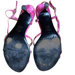 Nina  Size 7 Pink Floral Fabric Kitten Heel Strappy Slingback Sandal Leather Sole Photo 5