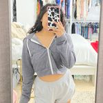 Topshop Gray Cropped Hoodie Photo 0