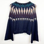 Free People Stand Back Fair Isle Studded Wool Blend Zip Front Cardigan XS Photo 2