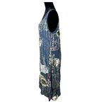 Citron Santa Monica Collection Asian Sheer Silk Velvet Midi Dress Medium Blue Photo 3