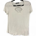 Hippie Chic  White Lace Up Front T‎ Shirt- Size Medium Photo 0