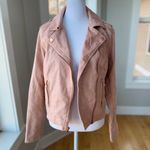 A New Day  Blush Pink Suede Cropped Moto Jacket Rose Gold Details Size Small Photo 12