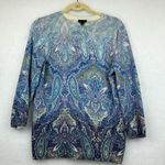 Talbots AUDREY 100%CASHMERE SWEATER - CALICO PAISLEY Sz Large Photo 3