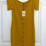 Iris  Midi Dress in Mustard Yellow NWT Photo 0