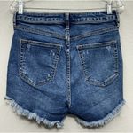 We The Free  Curvy Jean Shorts Womens Sz 29 Blue Denim Ultra High Rise Frayed Photo 1