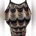 VTG Sequin Bodycon Party Dress Sz 11 JR High Neck Mini Stretch Homecoming Party Black Size L Photo 4