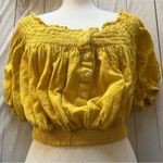 Free People Dancing Till Dawn Off the Shoulder Top Blouse Citrus Honey Photo 1