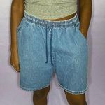 Vtg baggy denim mom shorts with drawstring 28 Photo 0