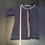 Nic+Zoe  Ribbon Trim Fringe Mix Knit Blazer Women's Dark Indigo Long Sleeve NWOT Photo 10