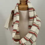 Striped Cotton Knit Scarf in Cream/Pink/Green/Orange Pink Photo 0
