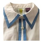 C.J Laing button down white short sleeved blouse / shirt with blue trim size 4 Photo 2
