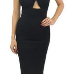 Mara Hoffman  Viscose Black Criss Cross Keyhole Halter Midi Sheath Dress Size M Photo 0