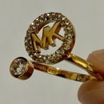 Michael Kors Gold-Tone Encircled Logo Open Ring Size 8 Photo 5