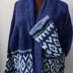 a.n.a . BLUE PATTERNED LADIES WOMENS FUZZY SWEATER CARDIGAN SIZE small Photo 0