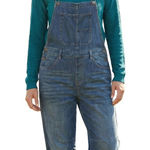 Wrangler Relaxed Fit Denim Overalls Blue Indigo Distressed barrel leg XL Photo 0