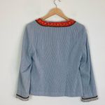 Free People blue and white striped open jacket with red trim & beading 6 Photo 4