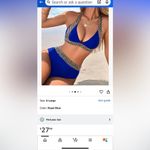 Verdusa 2 Piece High Waisted Bikini Set Chevron Print Tie Back swimsuit NWOT Blue Size XL Photo 1