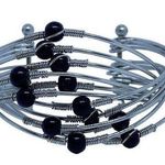 Open 12 Wire Black Beads Silver Photo 0